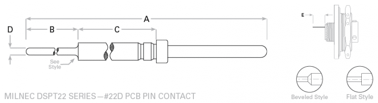 MIL-DTL-38999 Series II Size #22D PCB Pin Contacts | MILNEC